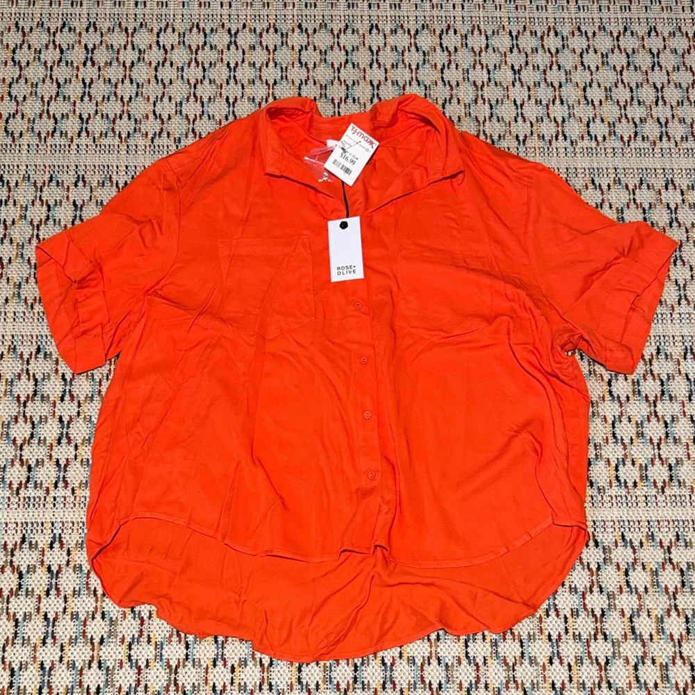 Rose & Olive Vibrant Orange Blouse